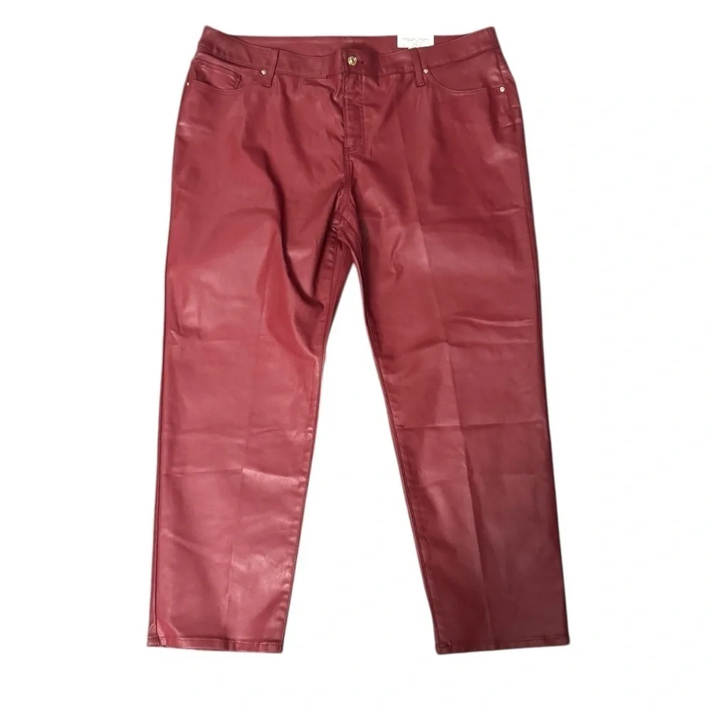 Chico's Burgundy Coated So Slimming Ankle Pants Size 20